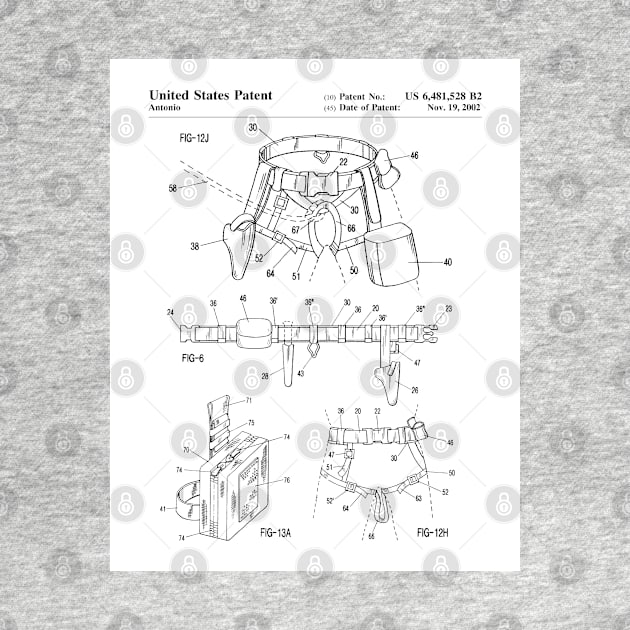 Climbing Equipment Patent - Climbing Fan Outdoors Hiking Art - White by patentpress